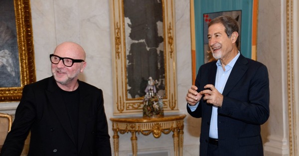 Lo stilista Domenico Dolce e il presidente Musumeci